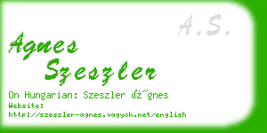 agnes szeszler business card